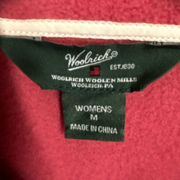 WOOLRICH Fleece Vest Women M Soft Ruby Pink Full Zip Embroidered Logo WARM Layer - Picture 8 of 8